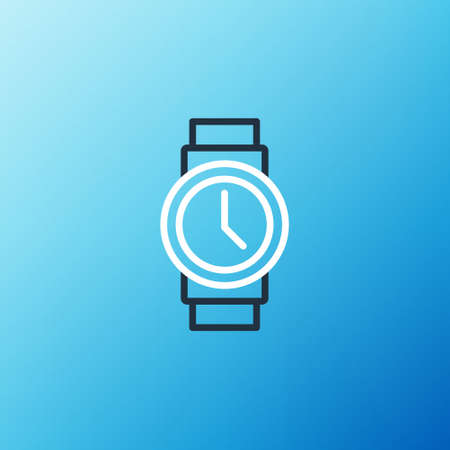 Line Wrist watch icon isolated on blue background. Wristwatch icon. Colorful outline concept. Vectorのイラスト素材