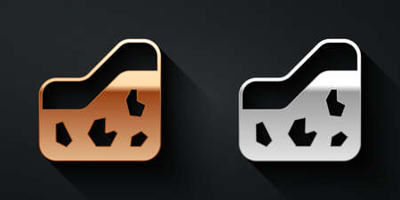 Gold and silver Ground icon isolated on black background. Long shadow style. Vectorのイラスト素材