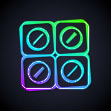 Glowing neon line Dog pill icon isolated on black background. Prescription medicine for animal. Vectorのイラスト素材