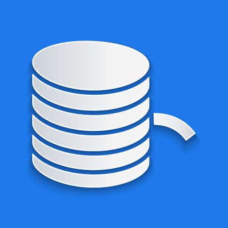 Paper cut Plastic filament for 3D printing icon isolated on blue background. Paper art style. Vectorのイラスト素材