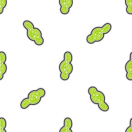 Line Treble clef icon isolated seamless pattern on white background. Vectorのイラスト素材