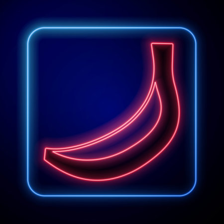 Glowing neon Banana icon isolated on black background. Vectorのイラスト素材