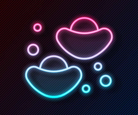 Glowing neon line Chinese fortune cookie icon isolated on black background. Asian traditional. Vectorのイラスト素材