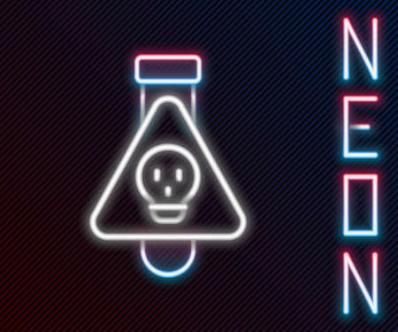 Glowing neon line Bottle with potion icon isolated on black background. Flask with magic potion. Happy Halloween party. Colorful outline concept. Vectorのイラスト素材