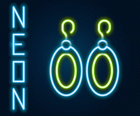 Glowing neon line Earrings icon isolated on black background. Jewelry accessories. Colorful outline concept. Vectorのイラスト素材