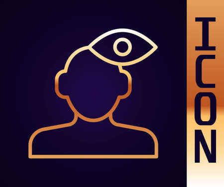 Gold line Solution to the problem in psychology icon isolated on black background. Therapy for mental health. Vectorのイラスト素材