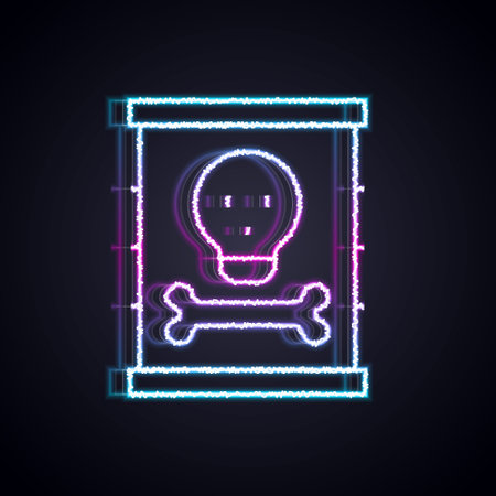 Glowing neon line Radioactive waste in barrel icon isolated on black background. Toxic refuse keg. Radioactive garbage emissions, environmental pollution. Vectorのイラスト素材