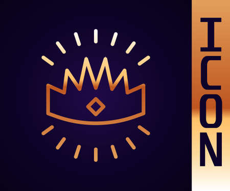 Gold line King crown icon isolated on black background. Vectorのイラスト素材