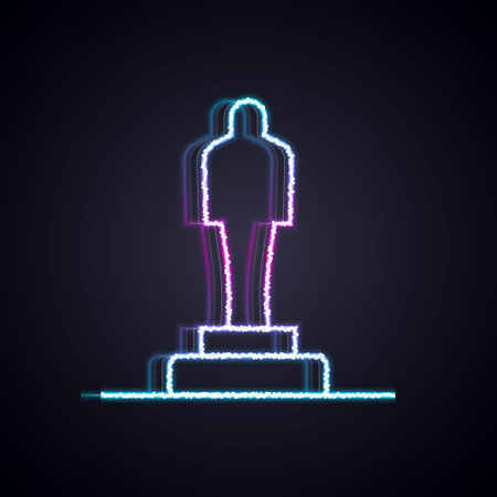 Glowing neon line 3D printer model icon isolated on black background. 3d printing. Vectorのイラスト素材