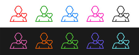 Set line Romantic man icon isolated on black and white background. Happy Valentines day. Vectorのイラスト素材