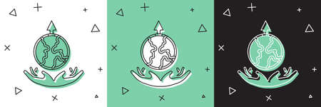 Set World expansion icon isolated on white and green, black background. Vectorのイラスト素材