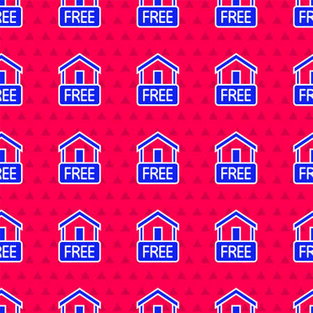 Blue Free home delivery concept for increase the sell stock icon isolated seamless pattern on red background. Vectorのイラスト素材