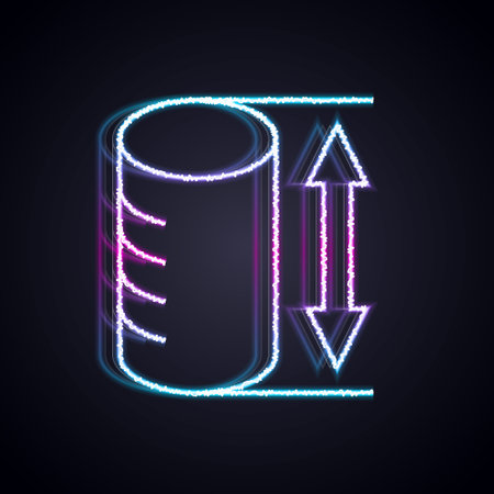 Glowing neon line Height geometrical figure icon isolated on black background. Abstract shape. Geometric ornament. Vectorのイラスト素材