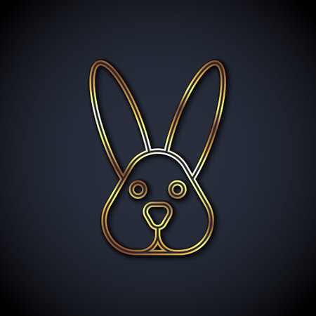 Gold line Animal cruelty free with rabbit icon isolated Gold line background. Vectorのイラスト素材