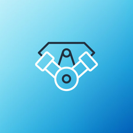 Line Power car engine icon isolated on blue background. Colorful outline concept. Vector
