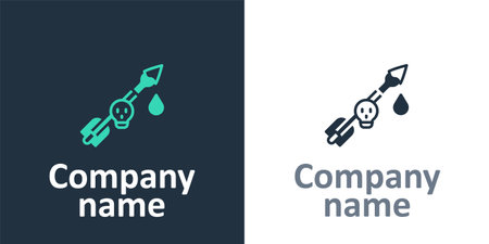 Logotype Poison on the arrow icon isolated on white background. Poisoned arrow. Logo design template element. Vectorのイラスト素材