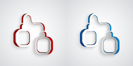 Paper cut Handcuffs icon isolated on grey background. Paper art style. Vectorのイラスト素材