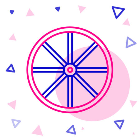 Line Bicycle wheel icon isolated on white background. Bike race. Extreme sport. Sport equipment. Colorful outline concept. Vectorのイラスト素材