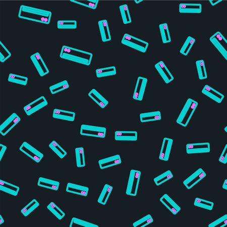 Line Air conditioner icon isolated seamless pattern on black background. Split system air conditioning. Cool and cold climate control system. Vectorのイラスト素材