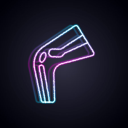 Glowing neon line Bone pain icon isolated on black background. Orthopedic medical. Disease of the joints and bones, arthritis. Vectorのイラスト素材