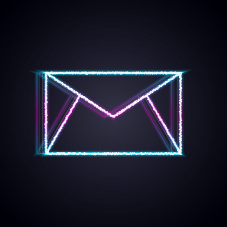 Glowing neon line Mail and e-mail icon isolated on black background. Envelope symbol e-mail. Email message sign. Vectorのイラスト素材