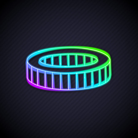 Glowing neon line Car air filter icon isolated on black background. Automobile repair service symbol. Vectorのイラスト素材