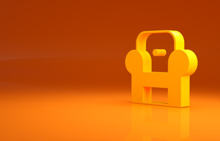 Yellow Armchair icon isolated on orange background. Minimalism concept. 3d illustration 3D renderの写真素材