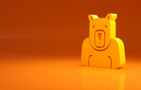 Yellow Polar bear head icon isolated on orange background. Minimalism concept. 3d illustration 3D renderの写真素材