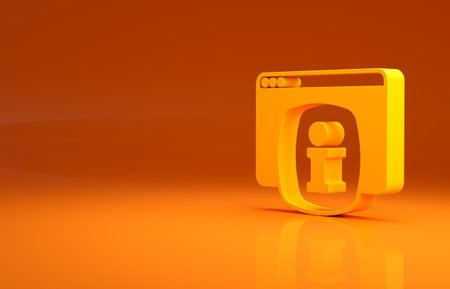 Yellow Computer monitor with text FAQ information icon isolated on orange background. Frequently asked questions. Minimalism concept. 3d illustration 3D renderの写真素材