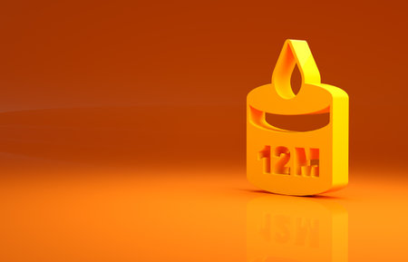 Yellow Organic cosmetic icon isolated on orange background. Body care products. Minimalism concept. 3d illustration 3D renderの写真素材