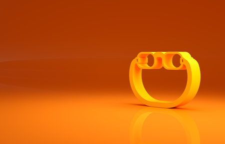 Yellow Eyeglasses icon isolated on orange background. Minimalism concept. 3d illustration 3D renderの写真素材