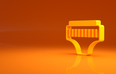 Yellow Adult diaper icon isolated on orange background. Minimalism concept. 3d illustration 3D renderの写真素材