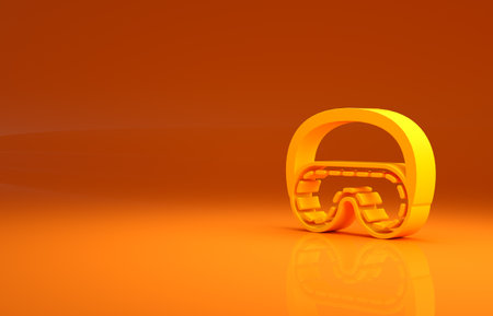 Yellow Eye sleep mask icon isolated on orange background. Minimalism concept. 3d illustration 3D renderの写真素材