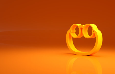 Yellow Eyeglasses icon isolated on orange background. Minimalism concept. 3d illustration 3D renderの写真素材