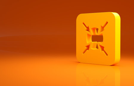 Yellow Target financial goal concept icon isolated on orange background. Symbolic goals achievement, success. Minimalism concept. 3d illustration 3D renderの写真素材