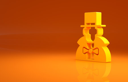 Yellow Magician icon isolated on orange background. Minimalism concept. 3d illustration 3D renderの写真素材