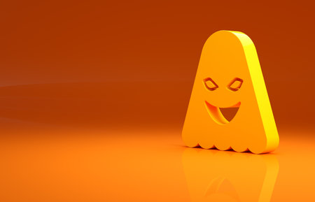 Yellow Ghost icon isolated on orange background. Minimalism concept. 3d illustration 3D renderの写真素材