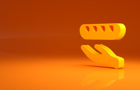 Yellow Donation food icon isolated on orange background. Minimalism concept. 3d illustration 3D renderの写真素材