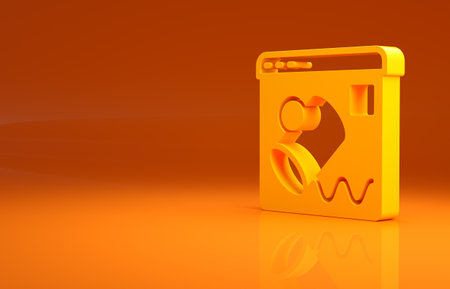 Yellow Data visualisation icon isolated on orange background. Minimalism concept. 3d illustration 3D renderの写真素材