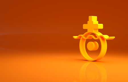 Yellow Submarine icon isolated on orange background. Military ship. Minimalism concept. 3d illustration 3D renderの写真素材