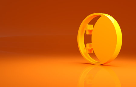 Yellow Eclipse of the sun icon isolated on orange background. Total sonar eclipse. Minimalism concept. 3d illustration 3D renderの写真素材