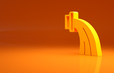 Yellow Aquarius zodiac sign icon isolated on orange background. Astrological horoscope collection. Minimalism concept. 3d illustration 3D renderの写真素材