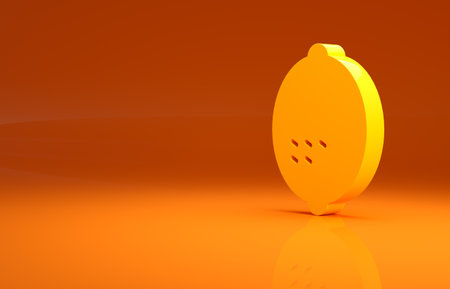Yellow Lemon icon isolated on orange background. Minimalism concept. 3d illustration 3D renderの写真素材