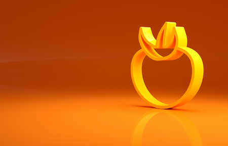 Yellow Tomato icon isolated on orange background. Minimalism concept. 3d illustration 3D renderの写真素材