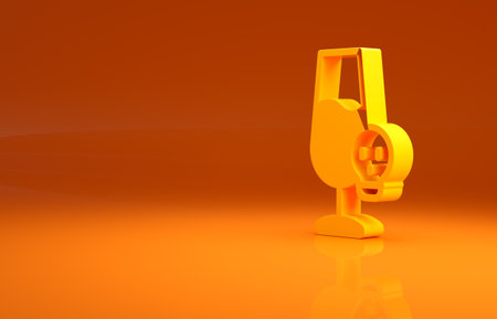 Yellow Poisoned alcohol icon isolated on orange background. Minimalism concept. 3d illustration 3D renderの写真素材