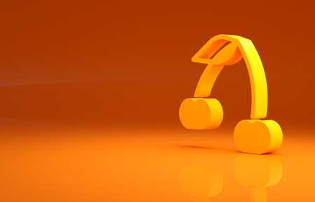 Yellow Cherry icon isolated on orange background. Fruit with leaf symbol. Minimalism concept. 3d illustration 3D renderの写真素材