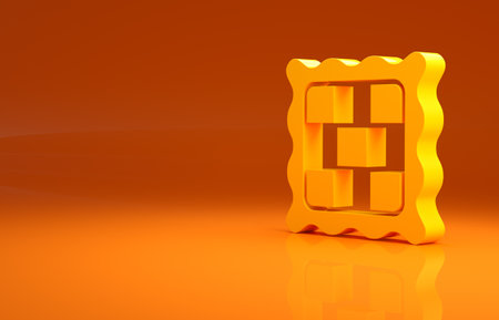 Yellow Checkered napkin icon isolated on orange background. Minimalism concept. 3d illustration 3D renderの写真素材