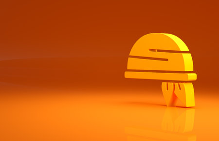 Yellow Bandana icon isolated on orange background. Minimalism concept. 3d illustration 3D renderの写真素材