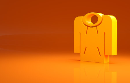Yellow Hoodie icon isolated on orange background. Hooded sweatshirt. Minimalism concept. 3d illustration 3D renderの写真素材