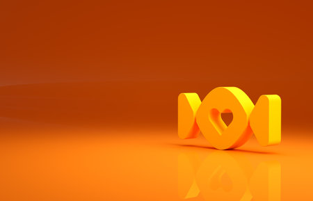 Yellow Candy icon isolated on orange background. Happy Valentines day. Minimalism concept. 3d illustration 3D renderの写真素材